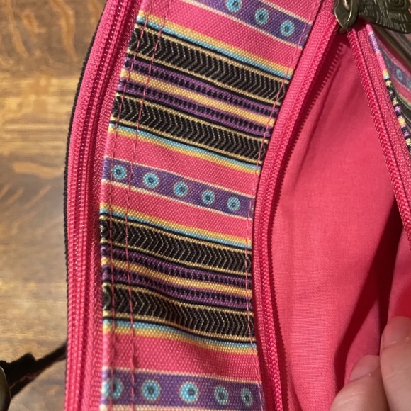 Laurel Burch Cat Multicolor Medium Canvas Crossbody Bag - Picture 3 of 4